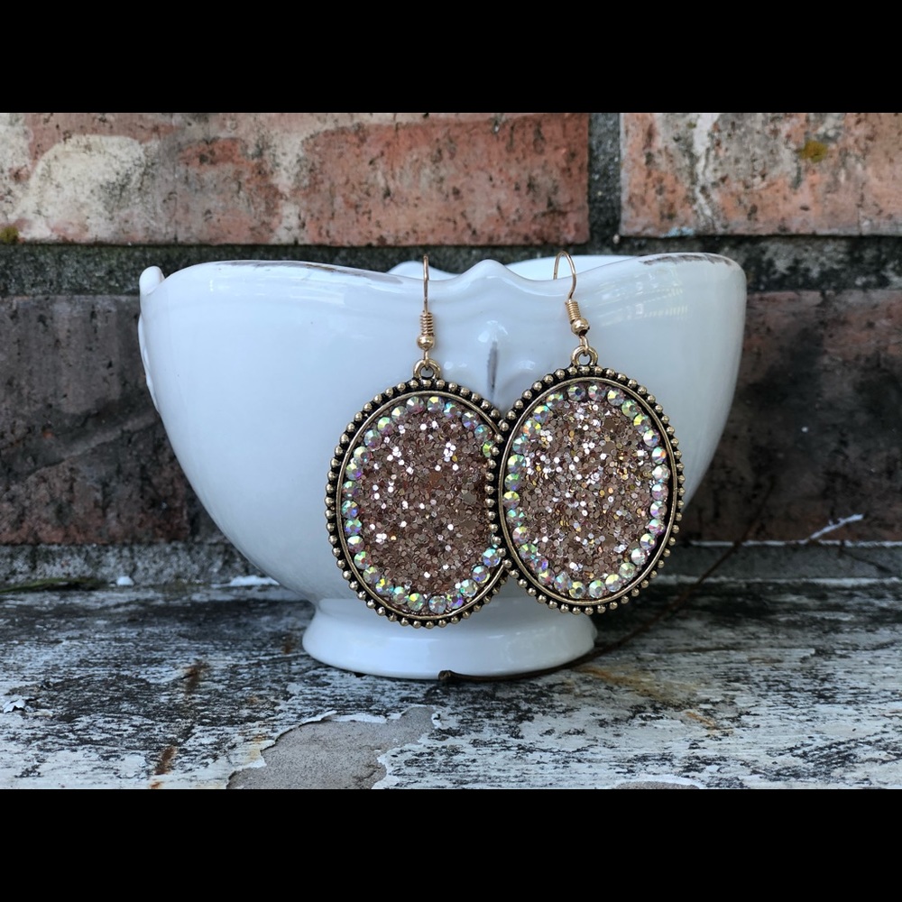 Rose gold glitter earrings